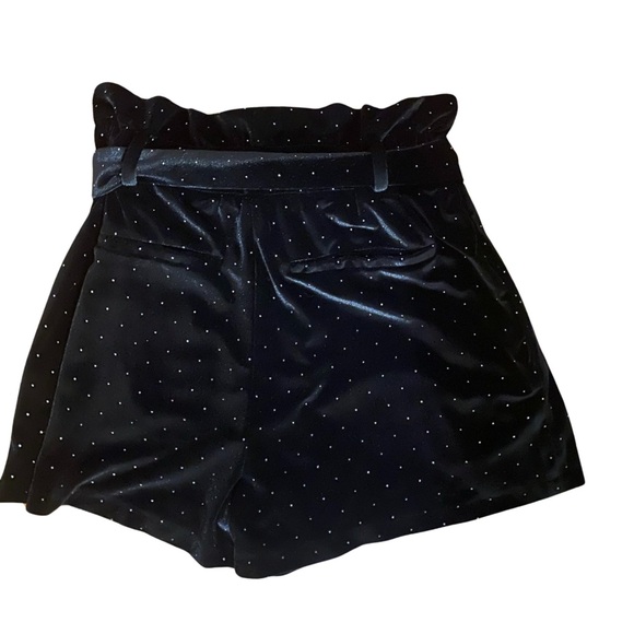 Zara black velour gold dot  paper bag waist shorts size small - Picture 2 of 4